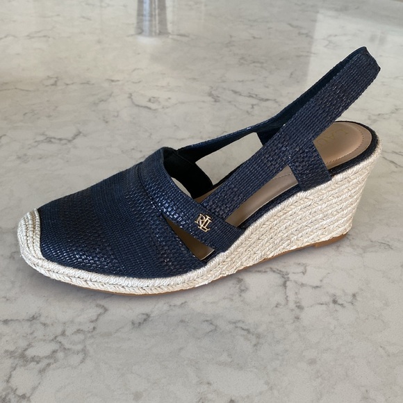Ralph Lauren Penelopie Navy Espadrille Wedge size 10 - Picture 3 of 9